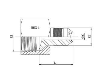 Adapter JIC 7/8" 14h UNF hane - JIC 3/4" 16h UNF hona med svivel – bild 2