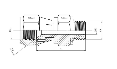BSP 3/8'' - JIC 3/4" 16h UNF hane inskruvningskoppling med svivel – bild 2