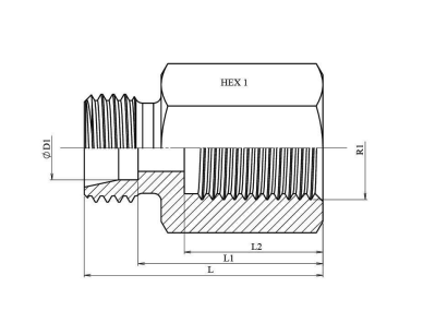 Reducering adapter 16S Hane - metrisk M22X1,5 hylsa hona – bild 2