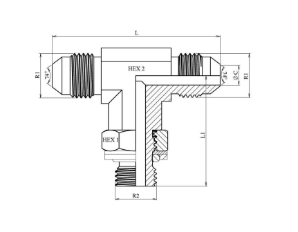 Justerbar T-adapter JIC 3/4" hane - M18X1,5 hane – bild 2