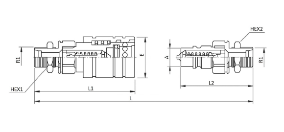 Push-Pull snabbkoppling med 15L (M22X1,5) skottkoppling hona ISO A – bild 2