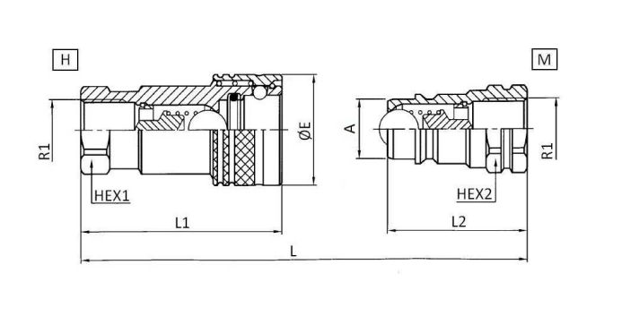 Kulsnabbkoppling 3/8" BSP hona, BG-mått 2 Typ NS – bild 2