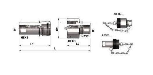 Flat face skruv-snabbkoppling 3/4" BSP hane, BG-mått 4 högtryck – bild 2