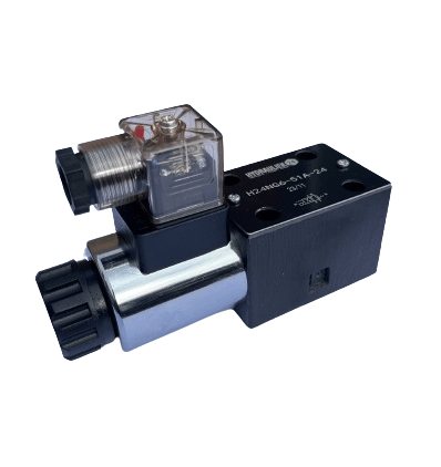 NG6 24V Cetop Elektrisk 4/2 riktningsventil - H-mittläge - tryck i B