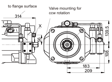 140 DFLR axialkolvpump vänster - öppen krets - 140cc - 280 bar med genomdrivning – bild 3