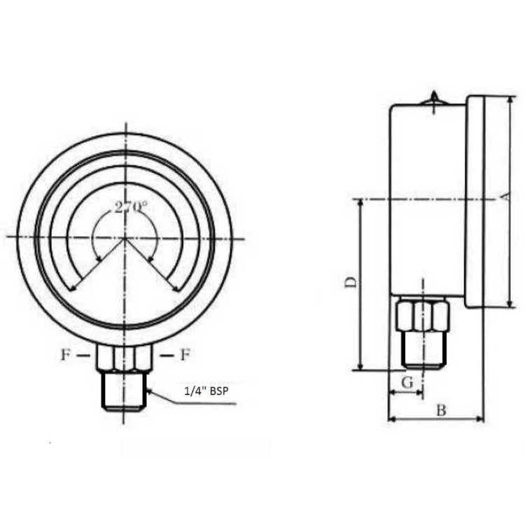 Manometer med nedre anslutning 100 mm, fylld med glycerin, 1/2" BSP, 0-1000 bar – bild 2