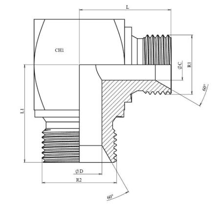 BSP reducering vinkelkoppling 1/4" - 3/8" hane-hane – bild 2