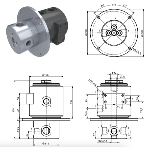 Roterande genomföring RC BSP 2x1" - 1x3/4" – bild 2