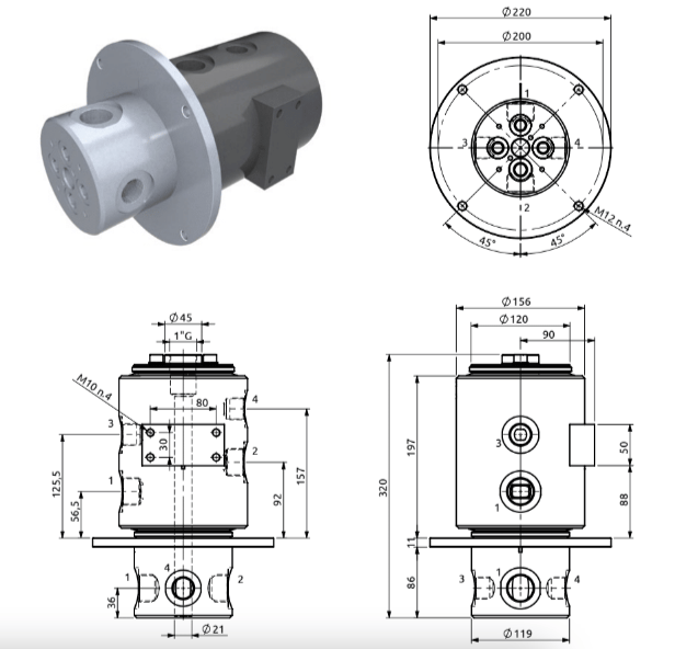 Roterande genomföring RC BSP 2x1" - 2x3/4" – bild 2
