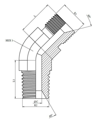 Adapter vinkelkoppling 45º | 3/8" BSP - 3/8 NPT – bild 2
