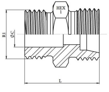 Rostfri 9/16" UNF - 12S (M20x1,5) hane inskruvningskoppling – bild 2