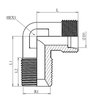 Rostfri reducering vinkelkoppling 3/8" NPT - 12S hane – bild 2