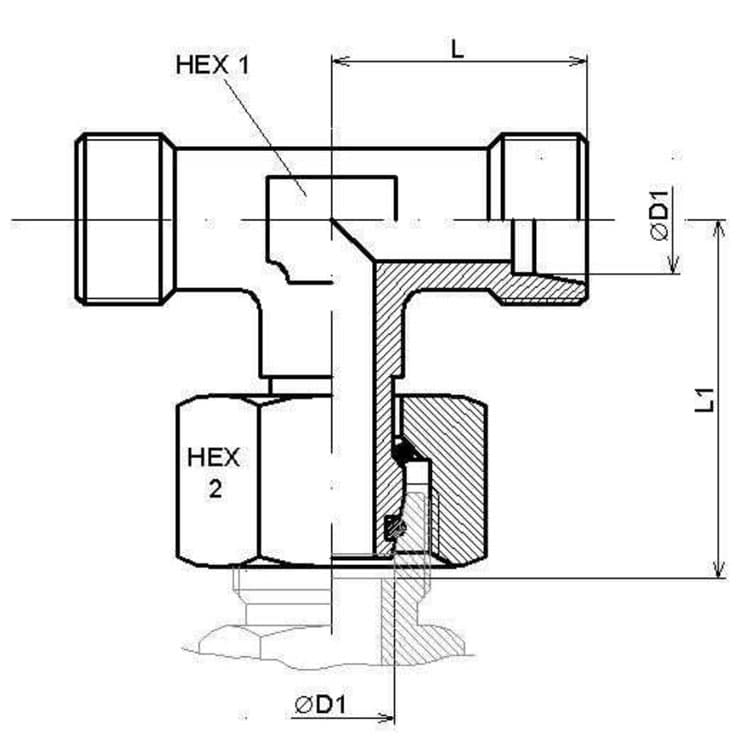 Storpack 25 st justerbar T-adapter med o-ring 12L (M18x1,5) (T-utförande) – bild 3