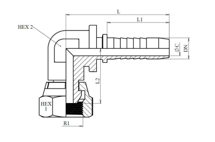 1/2" DN presskoppling vinklad 90° kompakt med 1/2" BSP invändig gänga – bild 2