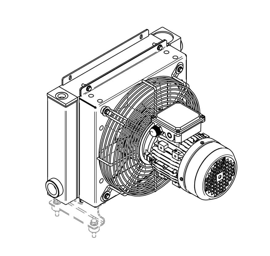 Oesse hydraulisk oljekylare med 230/400V 3-fas B14 elmotor | 1"1/4 BSP | 45-180 l/min | 24,5 - 36,6 kW – bild 2