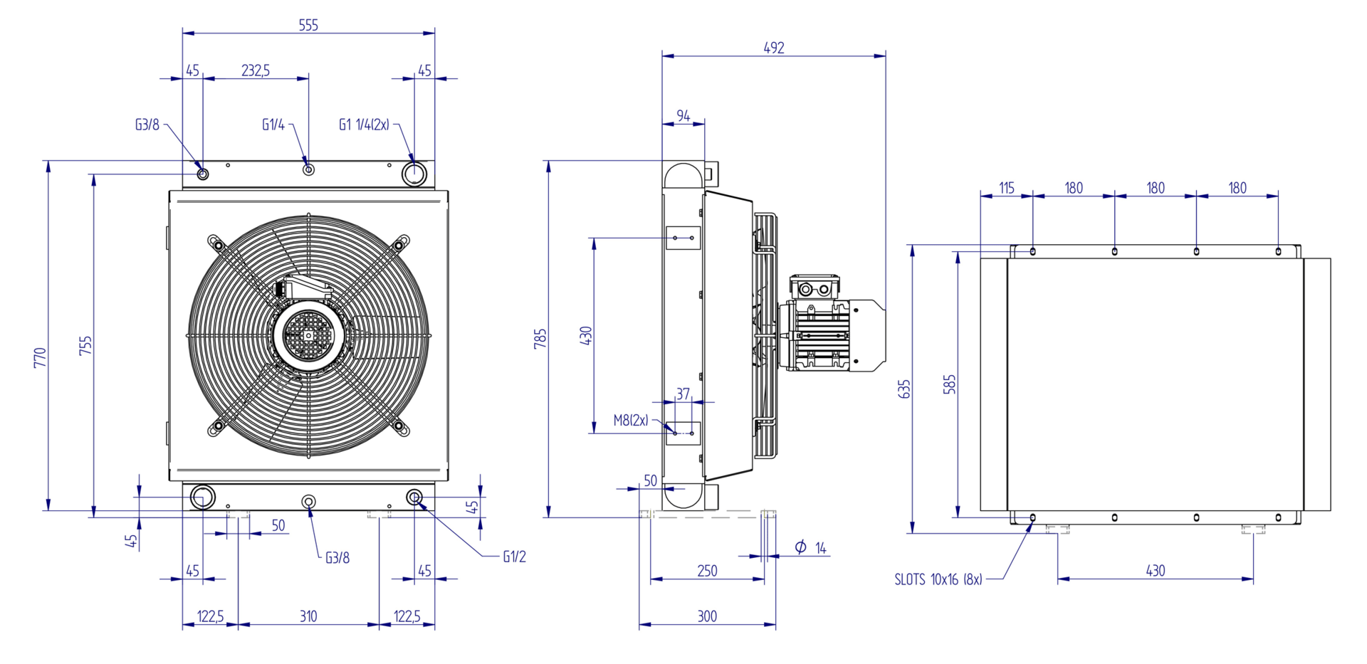 Oesse hydraulisk oljekylare med 230/400V 3-fas B14 elmotor | 1"1/4 BSP | 45-180 l/min | 24,5 - 36,6 kW – bild 3
