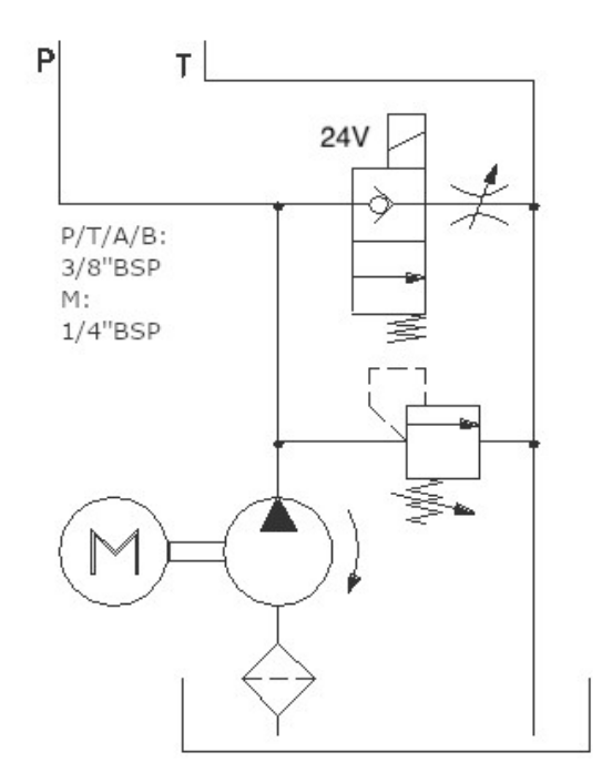 48V 2,0kW hydraulaggregat | 2,7cc pump | enkelverkande krets – bild 3