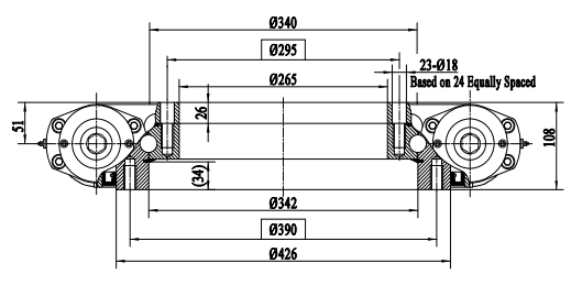 Hydraulisk svängkrans med två snäckhjul 1:86 utvändig diameter 480mm – bild 3