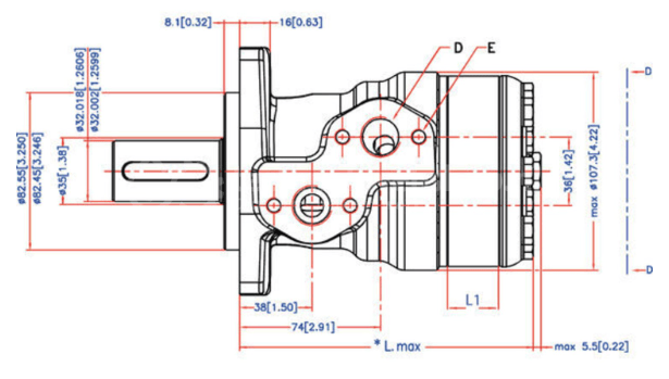 Danfoss OMR 160 cc hydraulmotor 32 mm axel – bild 3
