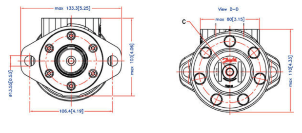 Danfoss OMR 250 cc hydraulmotor 32 mm axel – bild 4