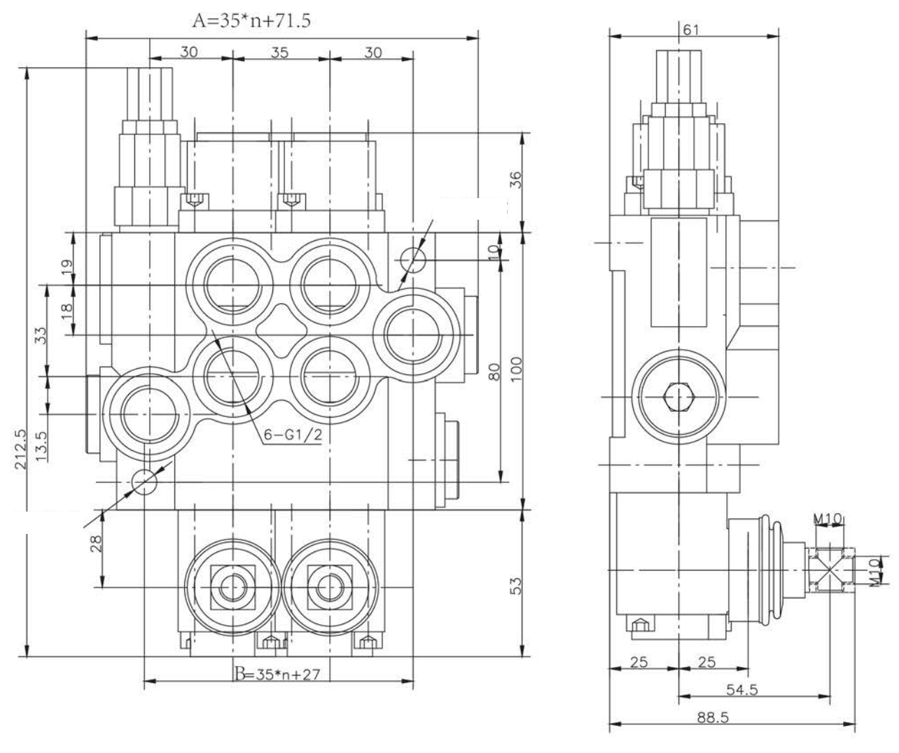 P40 riktningsventil för enkelverkande cylinder 40 L/min handmanövrerad 1/2" BSP – bild 2