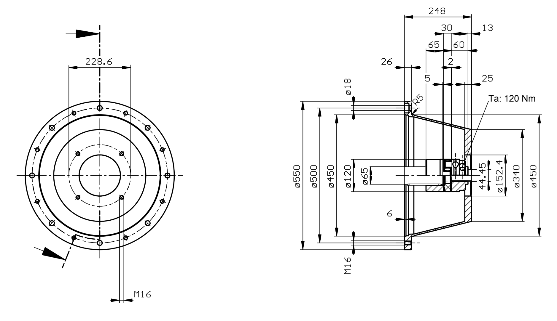 Lanterna SAE-D axel 65mm flänsstorlek 550mm – bild 2