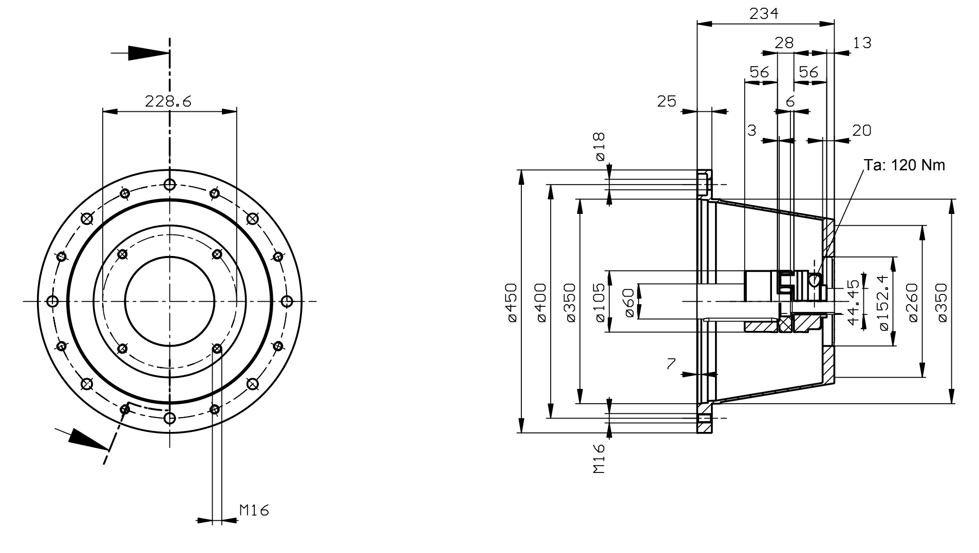 Lanterna SAE-D axel 60mm flänsstorlek 450mm – bild 2