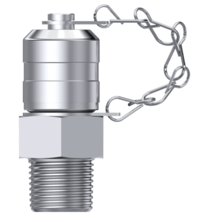 Rostfri minimess koppling 1/4'' NPT hane med metall skyddslock
