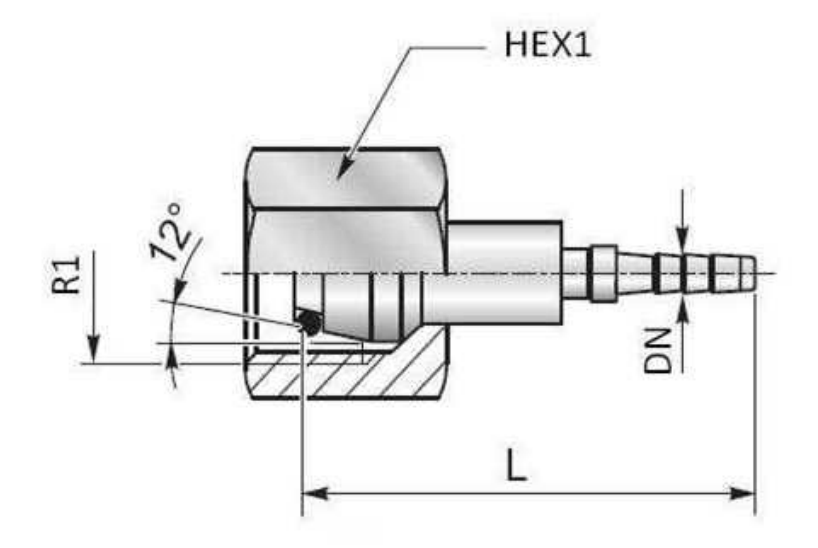 Rostfri minimess koppling 6S (M14x1,5) hona – bild 2