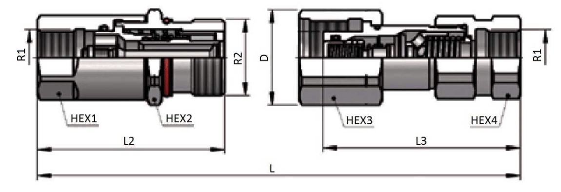 Rostfri flat face skruv-snabbkoppling 3/4" BSP hane BG-mått 4A – bild 2
