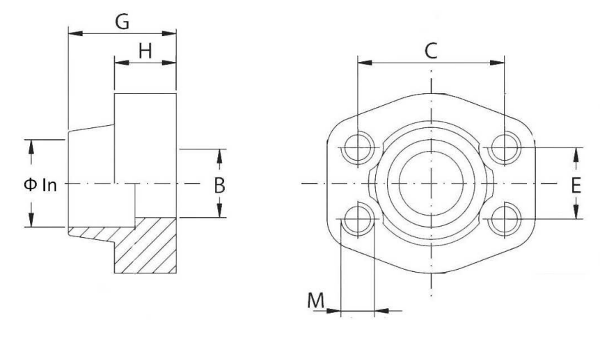 3"1/2 rostfri SAE svetsfläns hona | motfläns | Ø 103 mm | 3000 PSI – bild 2