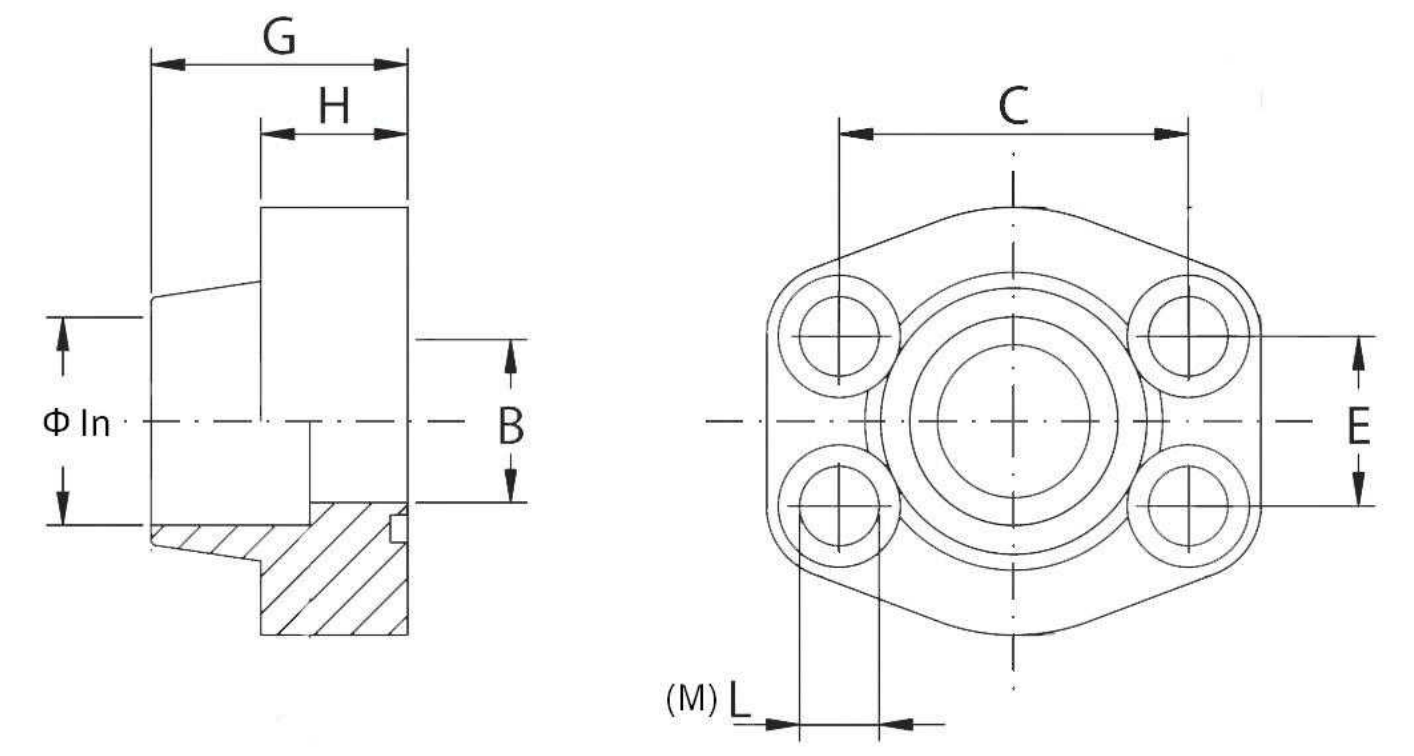 1"1/4 SAE svetsfläns hona | för metriskt rör | Ø 38,3 mm | 6000 PSI – bild 2