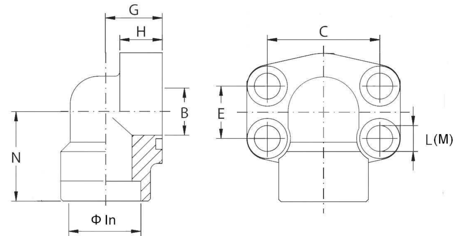 1"1/4 SAE 90° svetsfläns hona | Ø 38,3 mm | 3000 PSI – bild 2