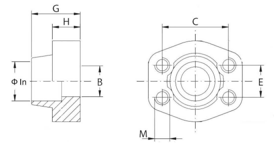 Rostfri 1/2" SAE svetsfläns hona | motfläns | för metriskt rör | Ø 20,3 mm | 3000 PSI – bild 2