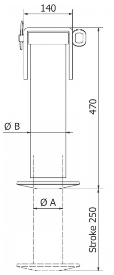 Stödbenscylinder kompl. 85mm - 250mm – bild 2
