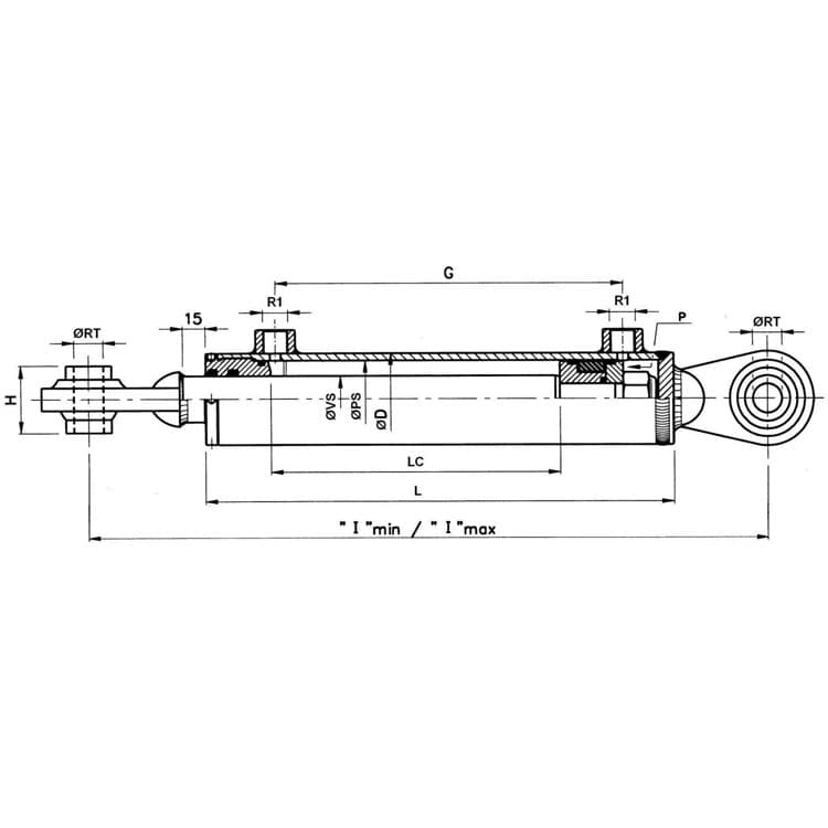 Hydraulisk toppstång 65x35x400 (25,4mm kula) – bild 2