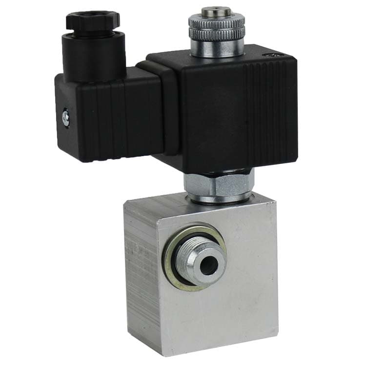2/2 hydraulventil med banjo NC 3/8" BSP 12V – bild 2