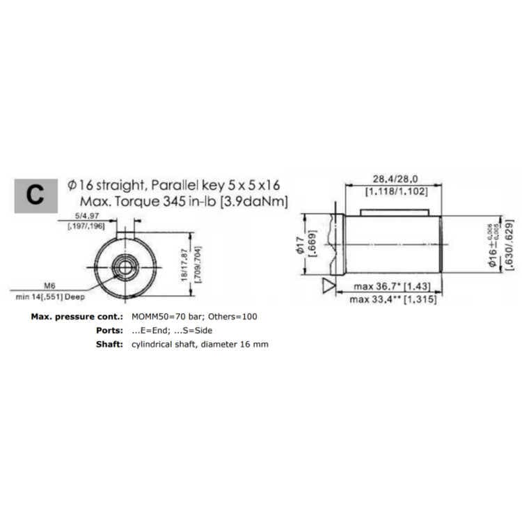 MM20 20cc hydraulmotor 16 mm axel, sidoanslutning – bild 3