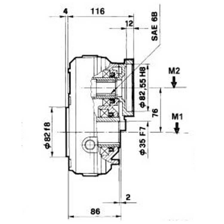 Reduktionsväxel 1:3 för OMR, MHR och OMP hydraulmotorer, 10 kW – bild 4