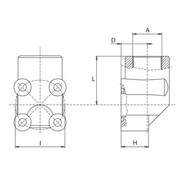 Pumpfläns vinklad 4-håls 3/8'' BSP (30mm) – bild 2