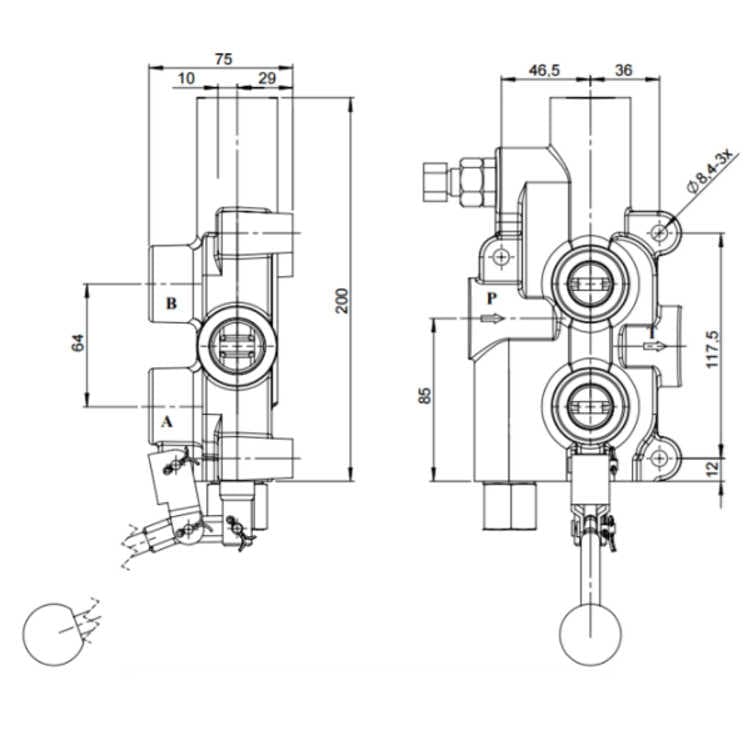 Riktningsventil för hydraulisk vedklyv med automatisk återgång – bild 2