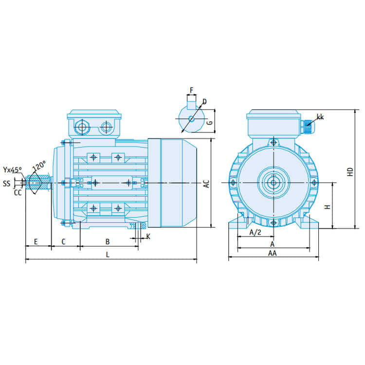 IE1 Elmotor 7,5 kW, 400/690 Volt Fot-/flänsmontering B3-B5, 3000 varv/min – bild 2