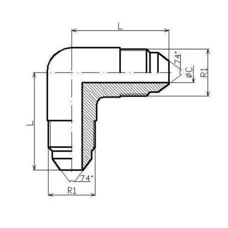 Vinkelkoppling 90º JIC 1" 1/16 12h UNF – bild 2