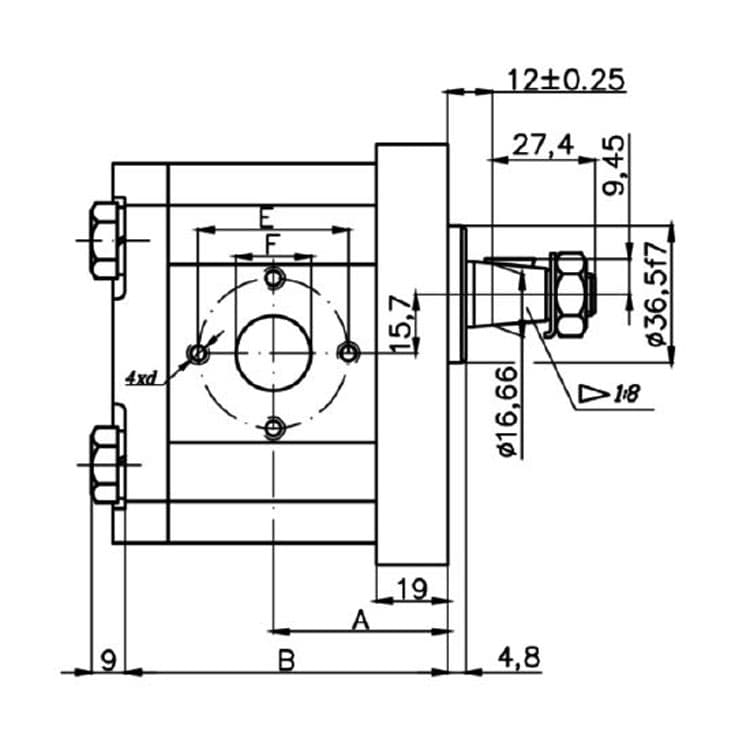 Hydraulisk kugghjulsmotor 20MR serie 22cc – bild 3