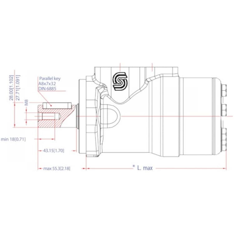 Danfoss OMP 25 cc hydraulmotor 25 mm axel – bild 2