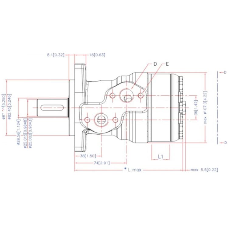 Danfoss OMR 250 cc hydraulmotor 25 mm axel – bild 3