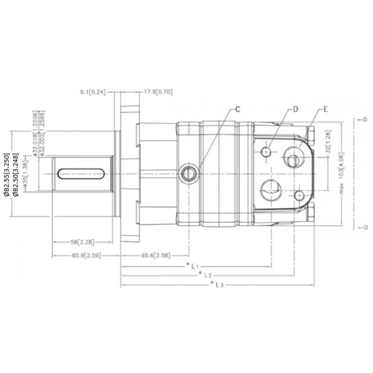 Danfoss OMS 250 cc hydraulmotor 32 mm axel – bild 3