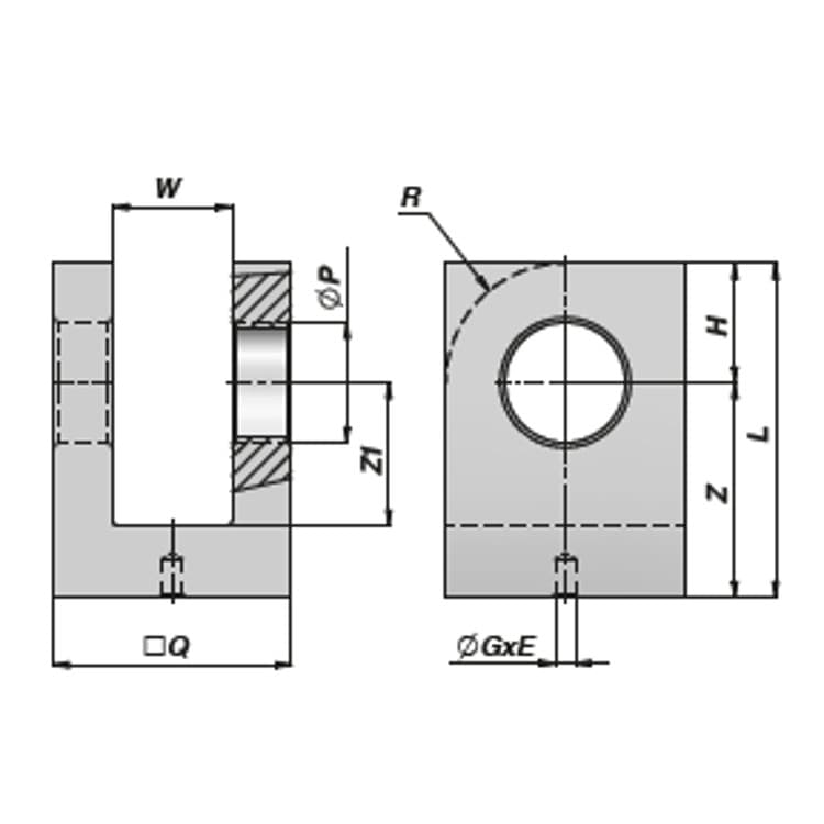 HM5 svetsbara gaffel med innerdiameter 20,25 mm för cylinder med borrning Ø50 mm – bild 2