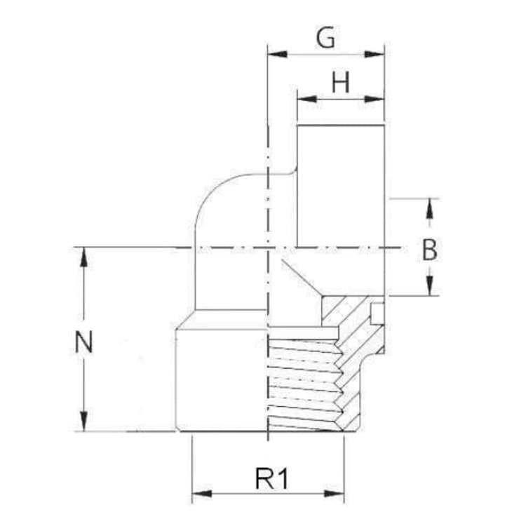 SAE 90° gängfläns (hona) 1" BSP, 1 tum, 6000 PSI – bild 2