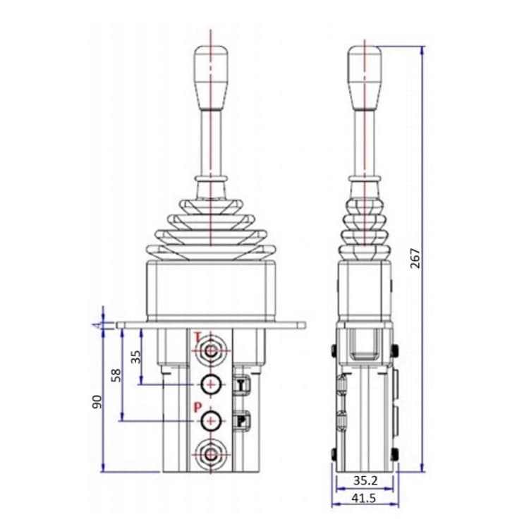 Hydraulisk joystick utan låsning 5-20 L/min – bild 2